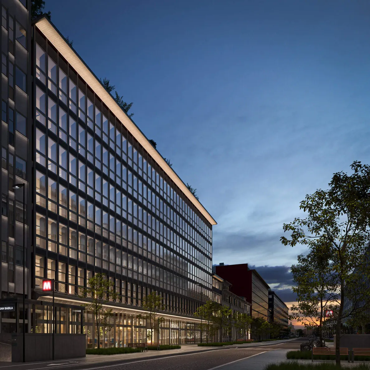 The external facade of the building on Corso Europa 18