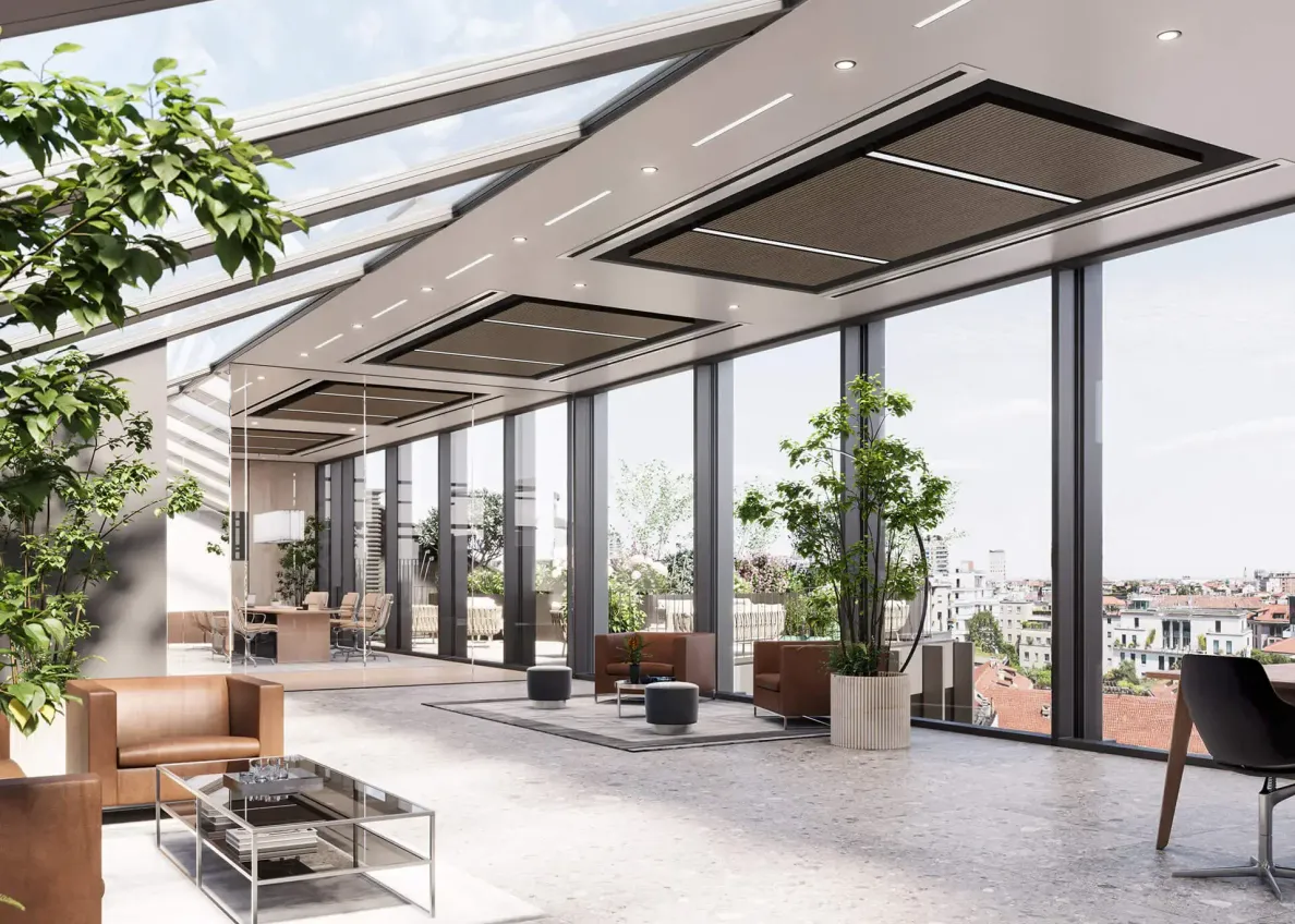 The interior of the building on Corso Europa 18