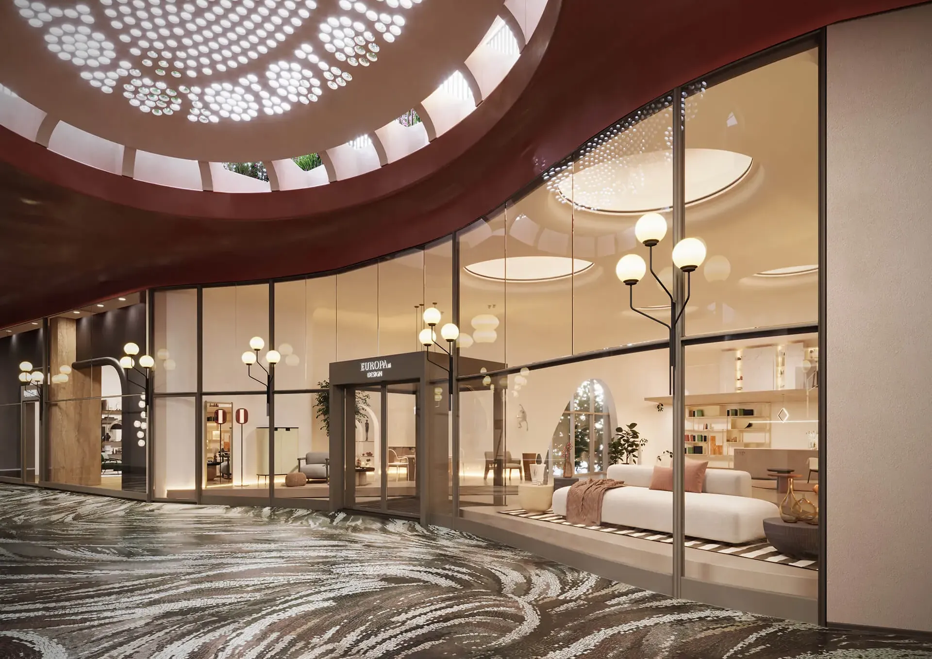 The retail space entrance of Europa 18 building